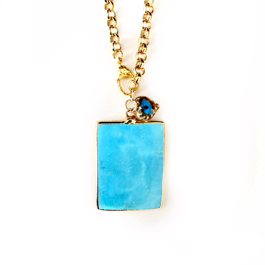turquoise and vintage heart necklace