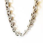 chunky metal and pearl chain necklace