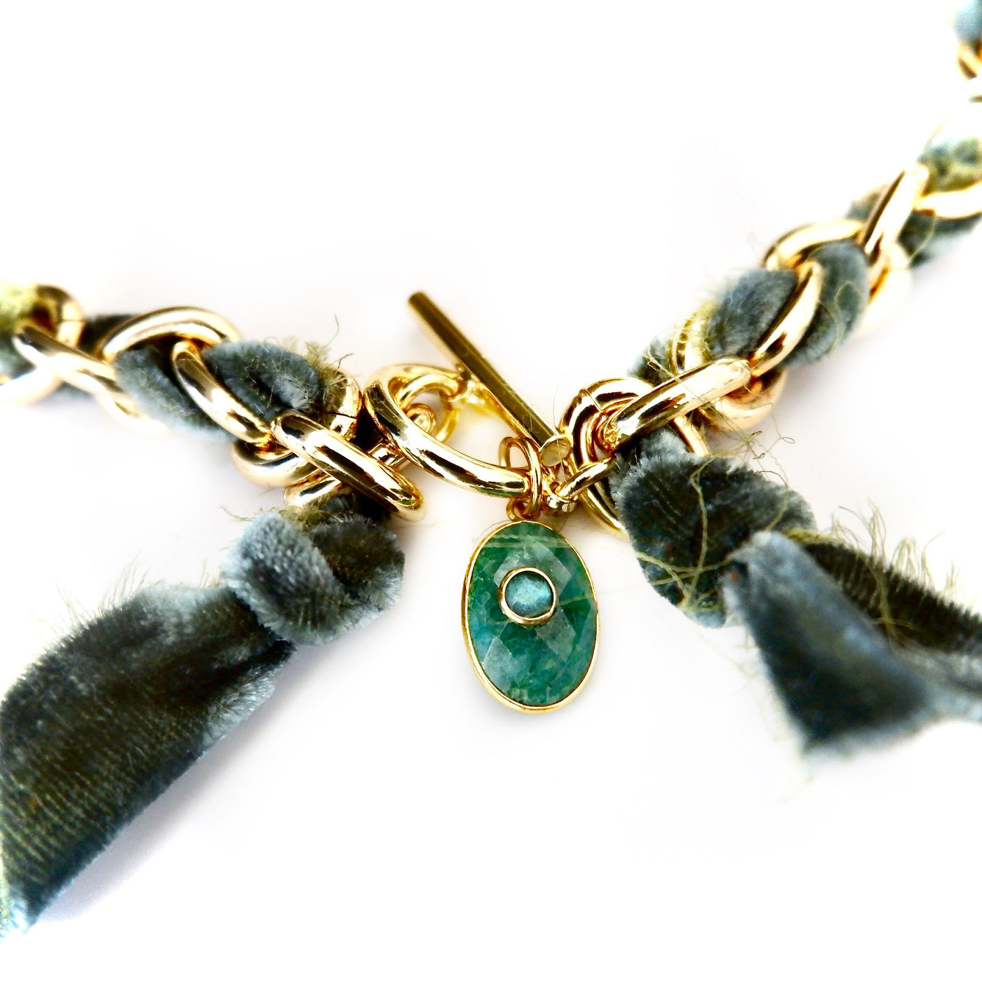 link chain and velvet ribbon necklace