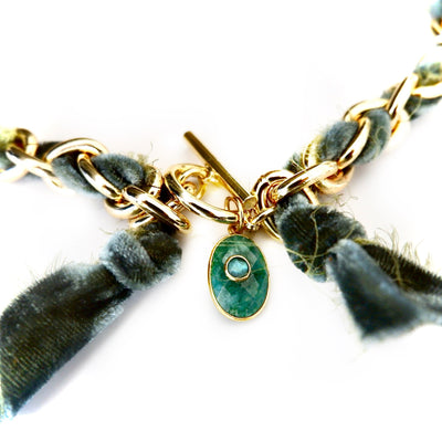 link chain and velvet ribbon necklace