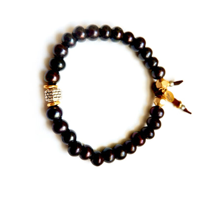 black pearls mens bracelet