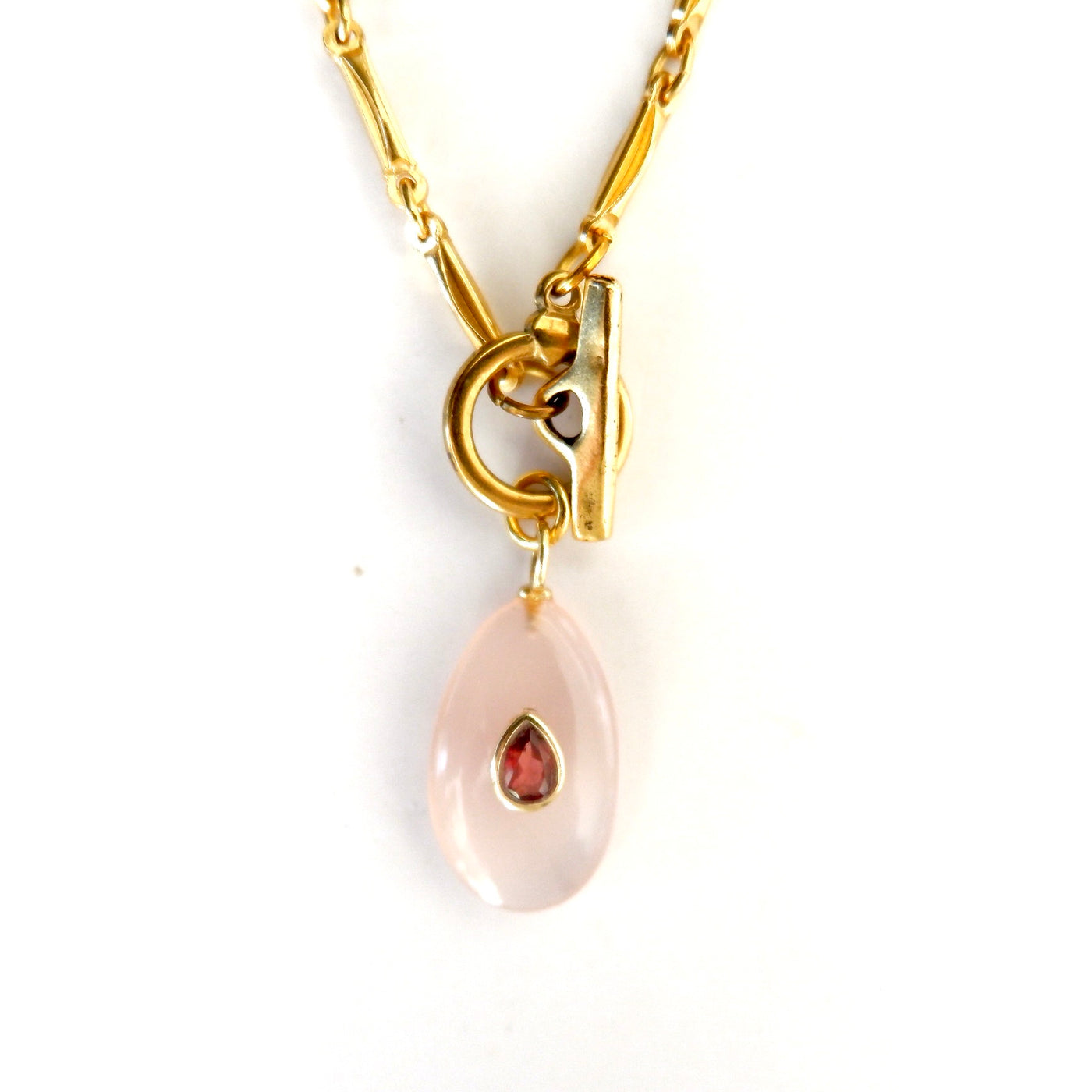 rose quartz pendant vintage chain necklace