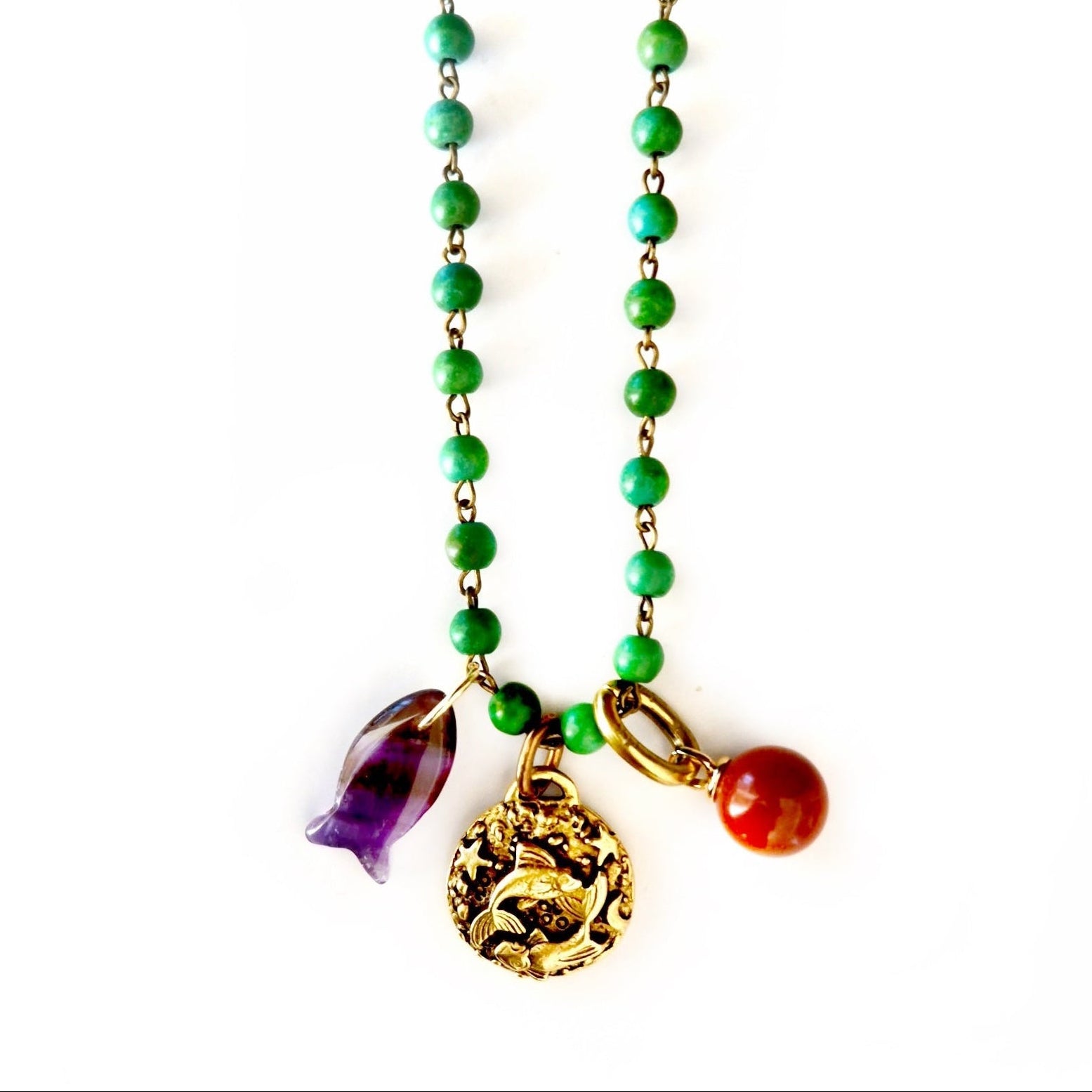 green exotic charms necklace