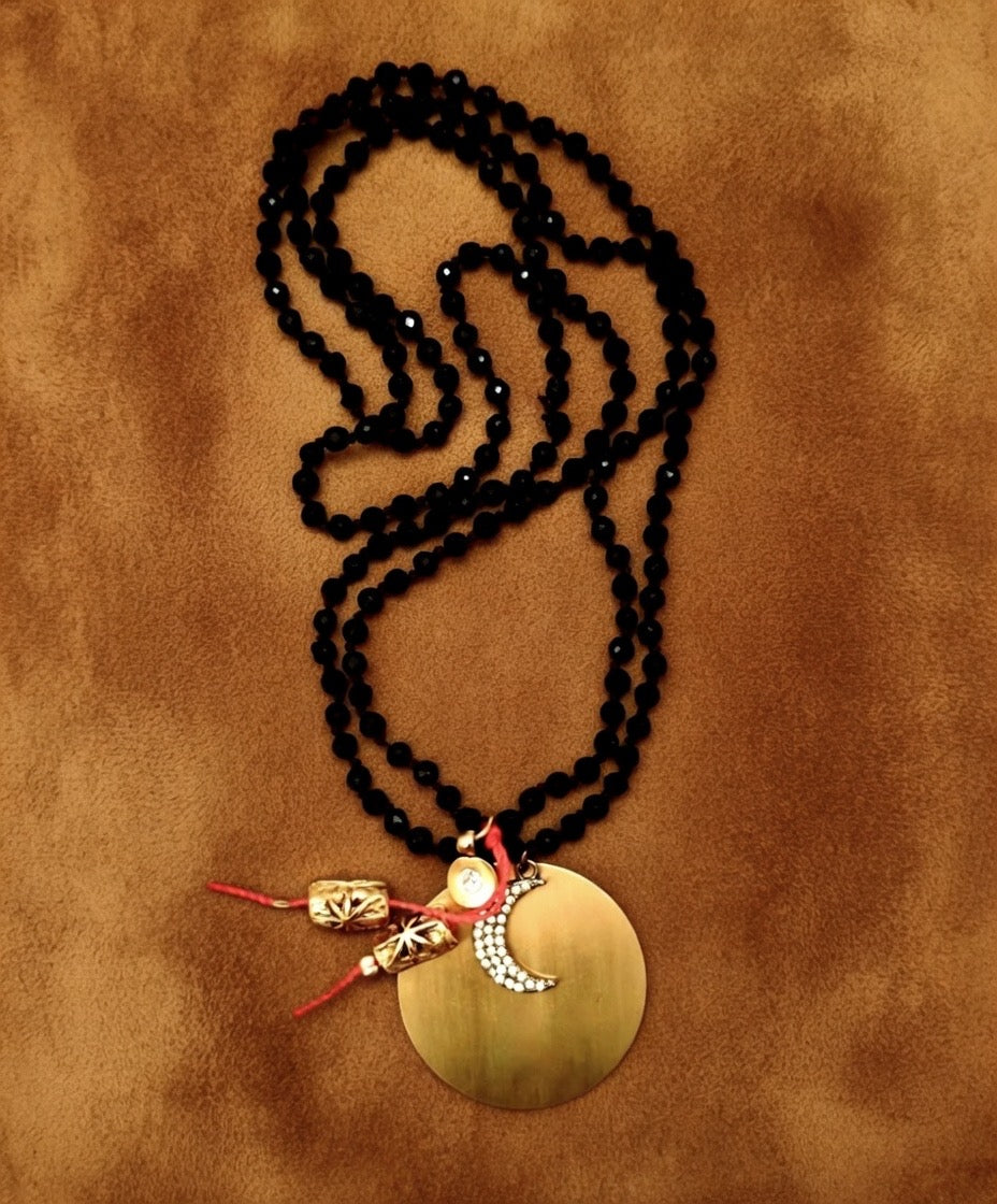 circle x moon necklace