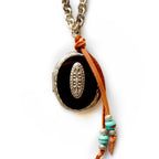 black oval locket silver necklace