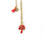 enamel gemstone mushroom necklace