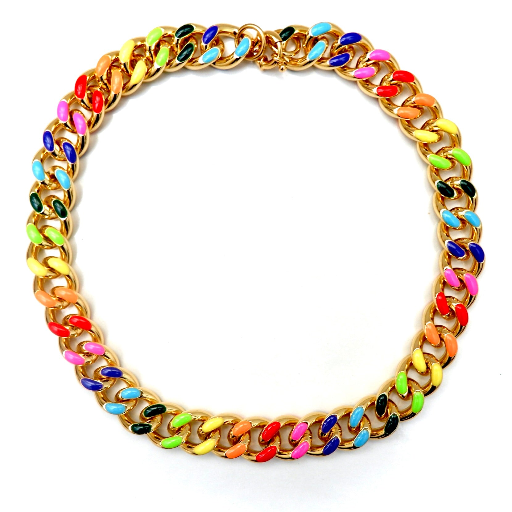 colorful cuban chain choker necklace