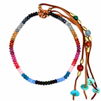 Rainbow gems x leather necklace