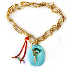 turquoise stone x key necklace