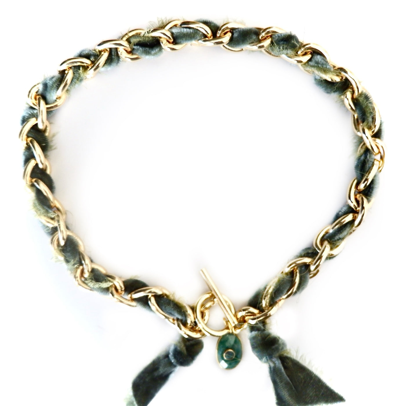link chain and velvet ribbon necklace