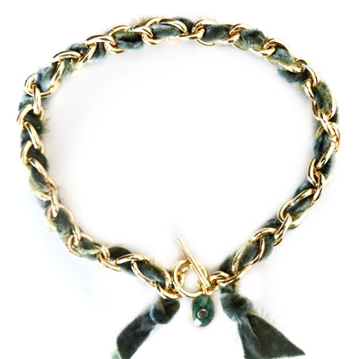 link chain and velvet ribbon necklace
