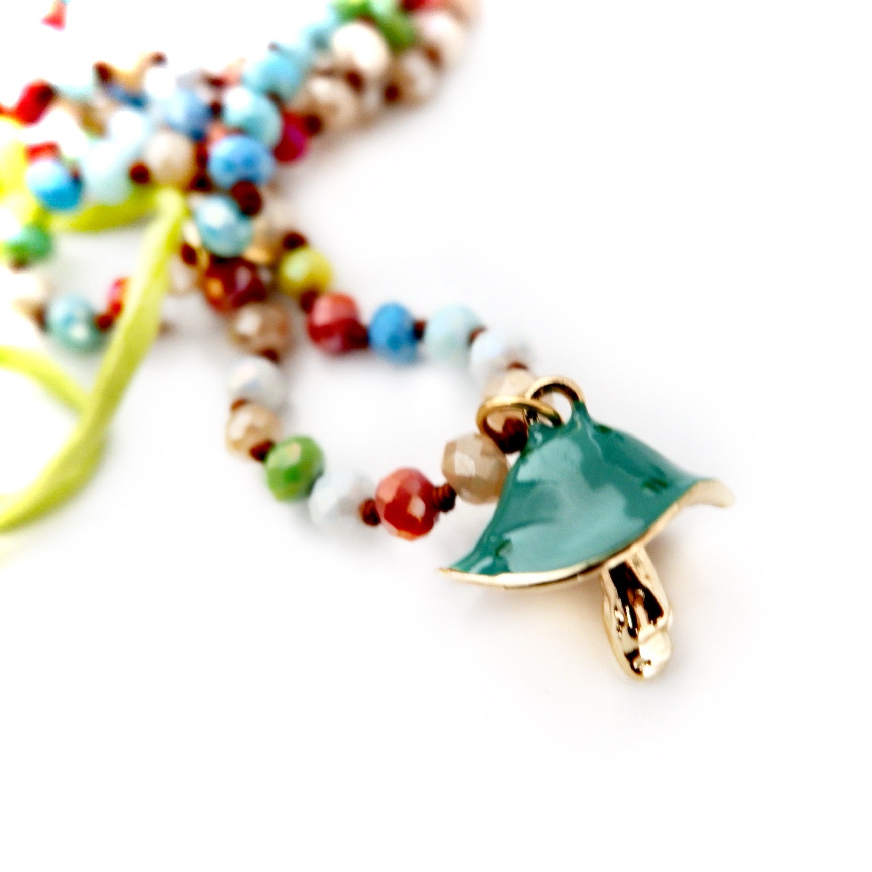 colorful gemstone mushroom necklace