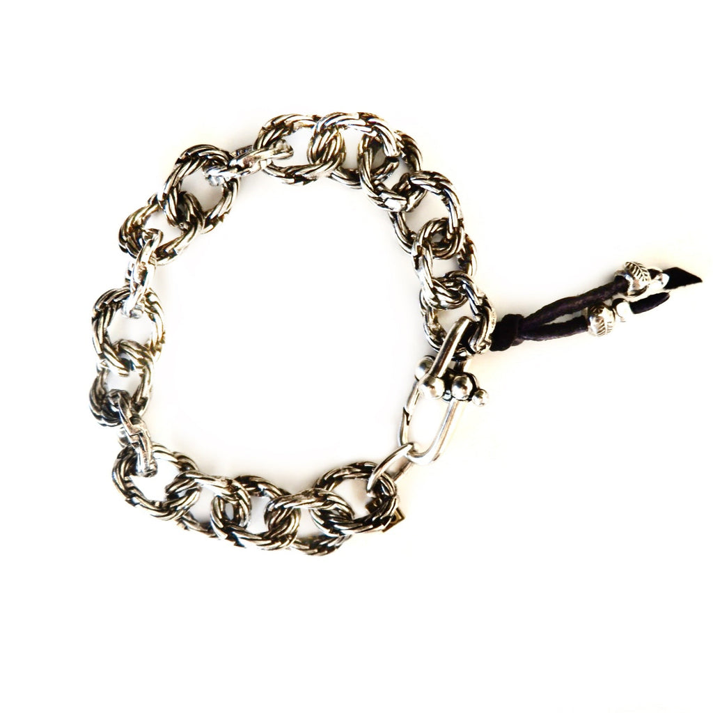 chunky hammered silver chain bracelet