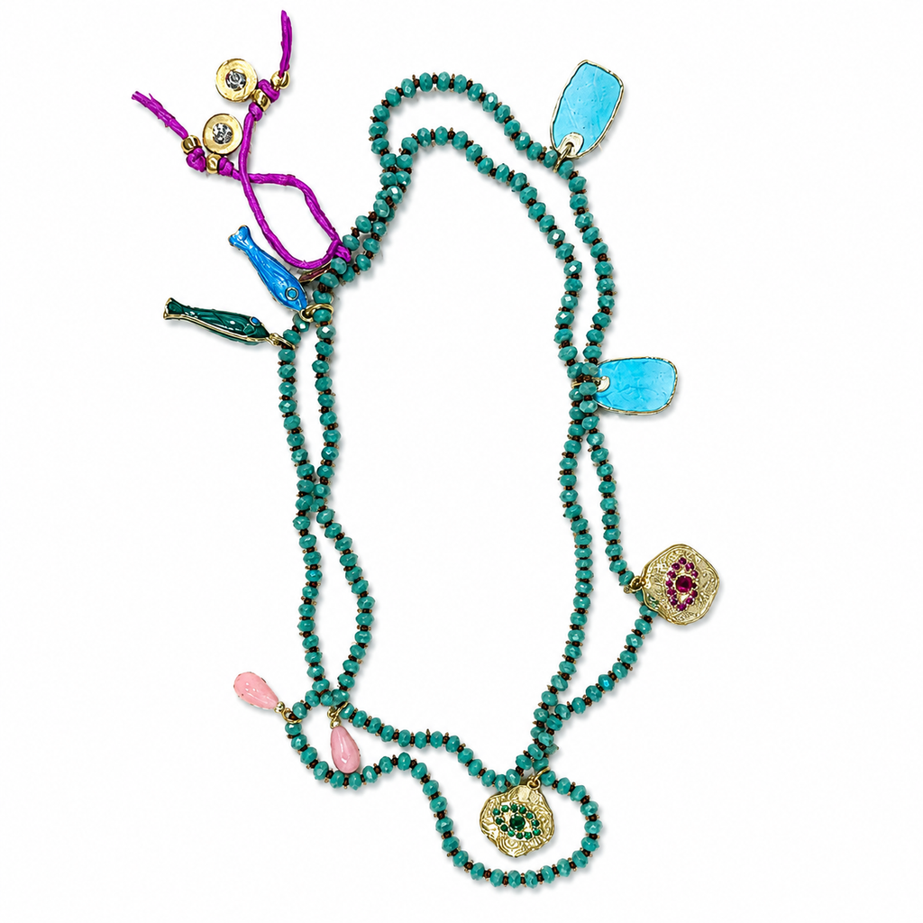 sparkling gems x charms necklace