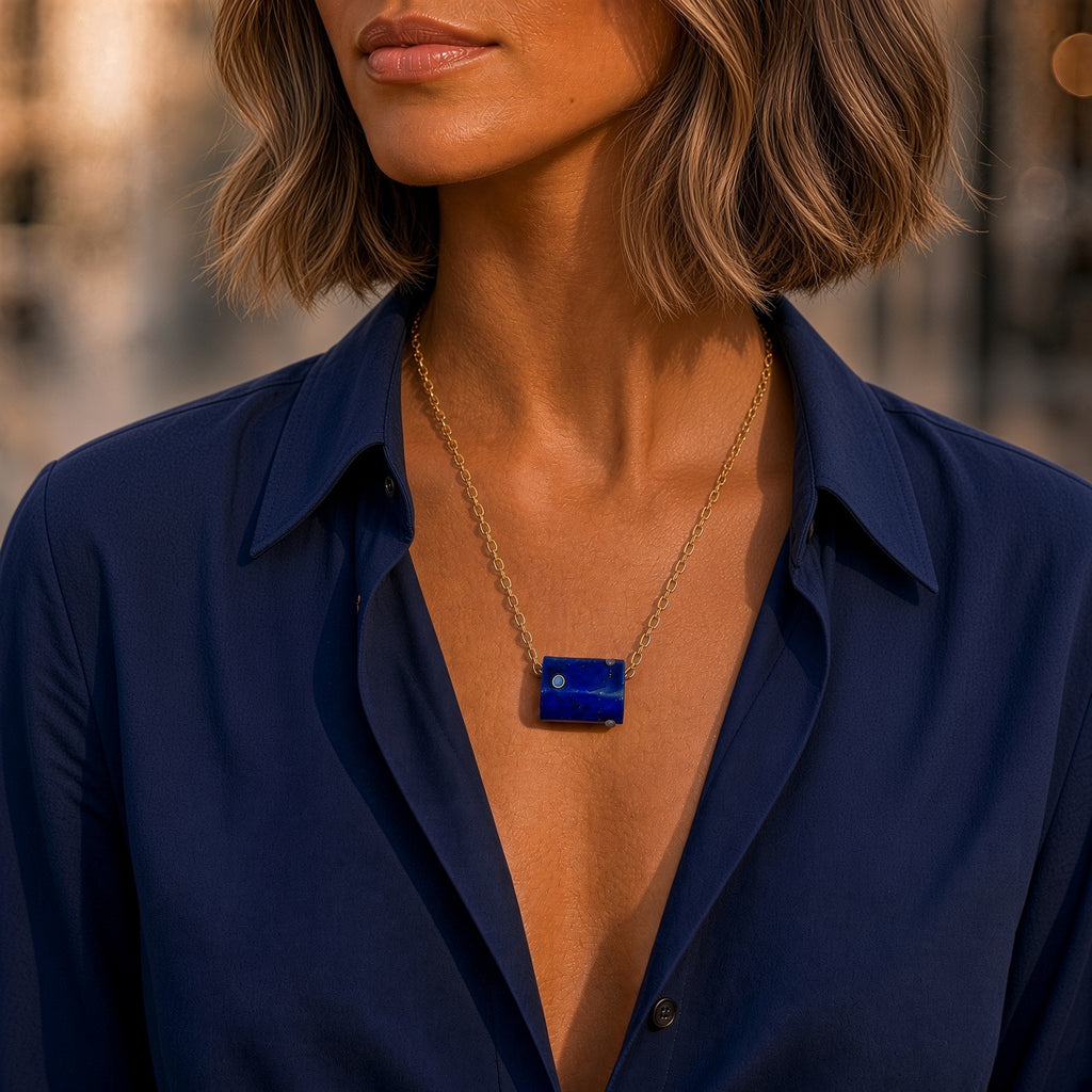 floating lapis x chain necklace