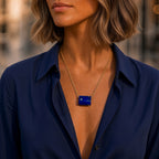 floating lapis x chain necklace