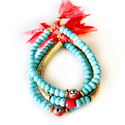 gold disc and turquoise goddess bracelet