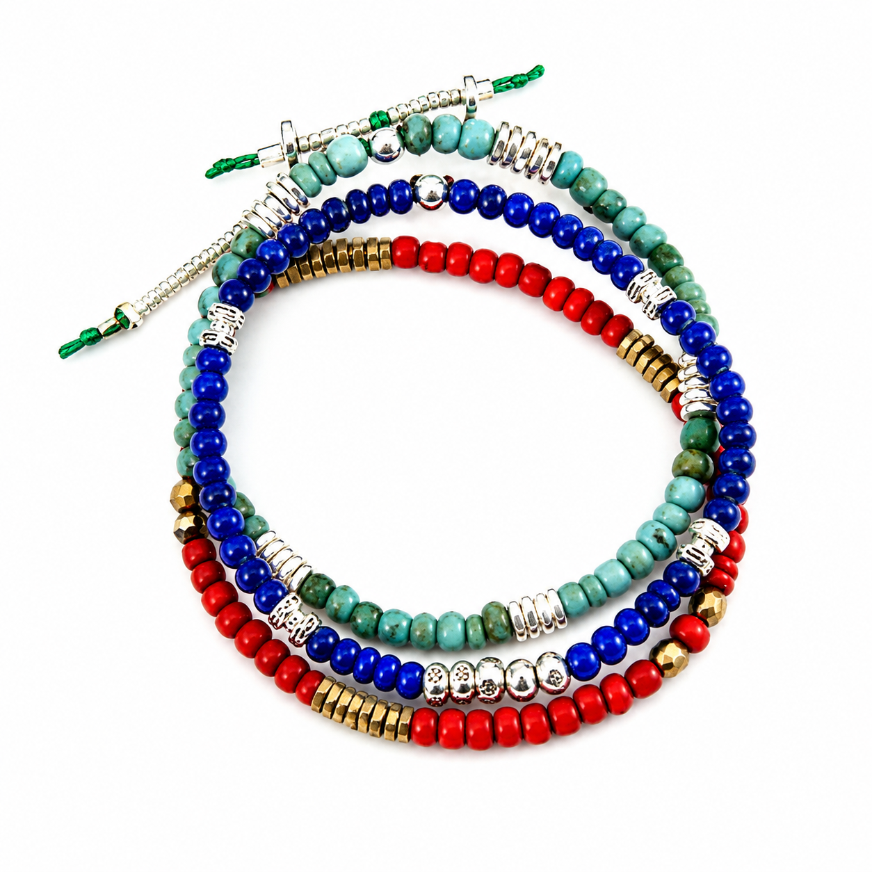 vintage aqua green mens bracelet