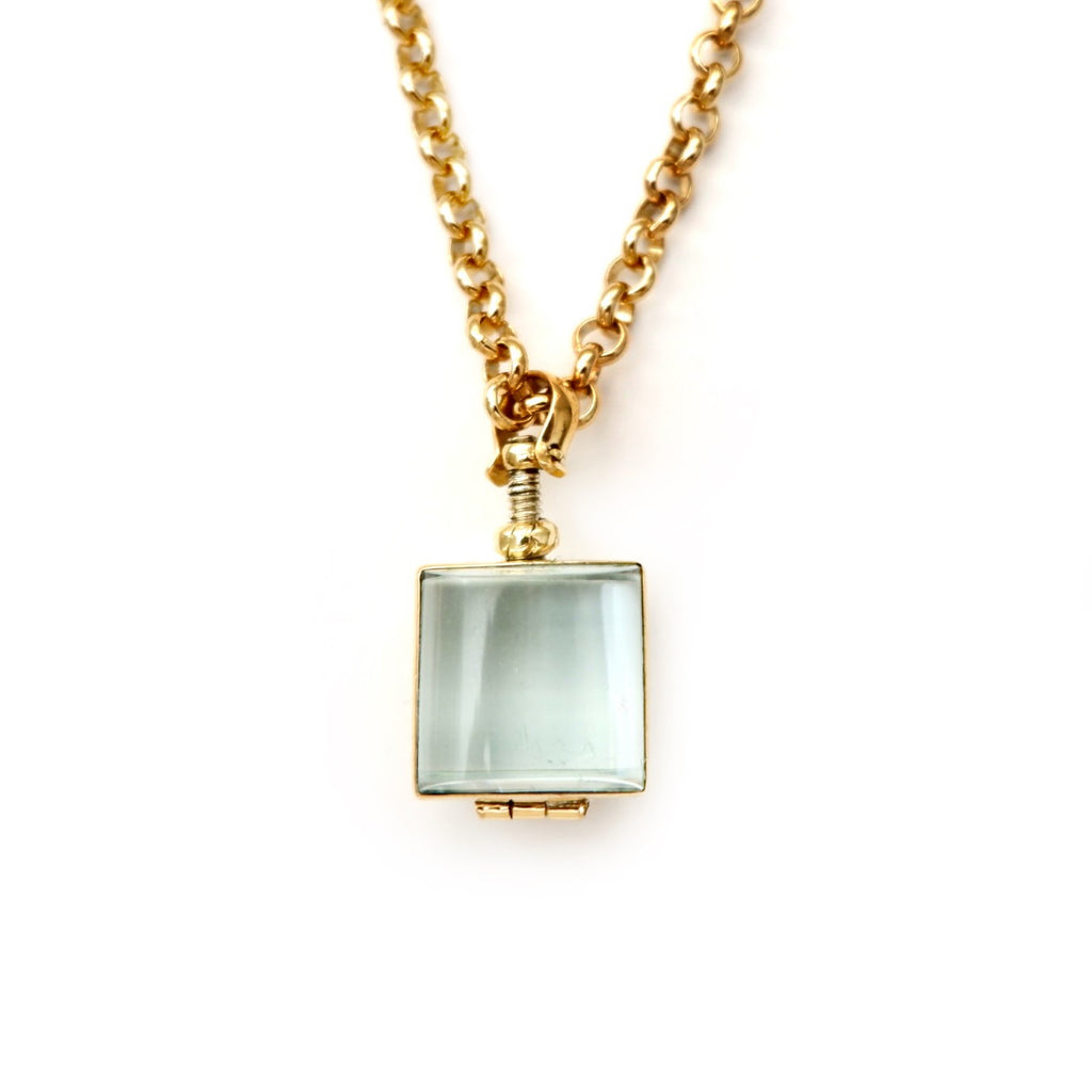 mini square locket pendant necklace
