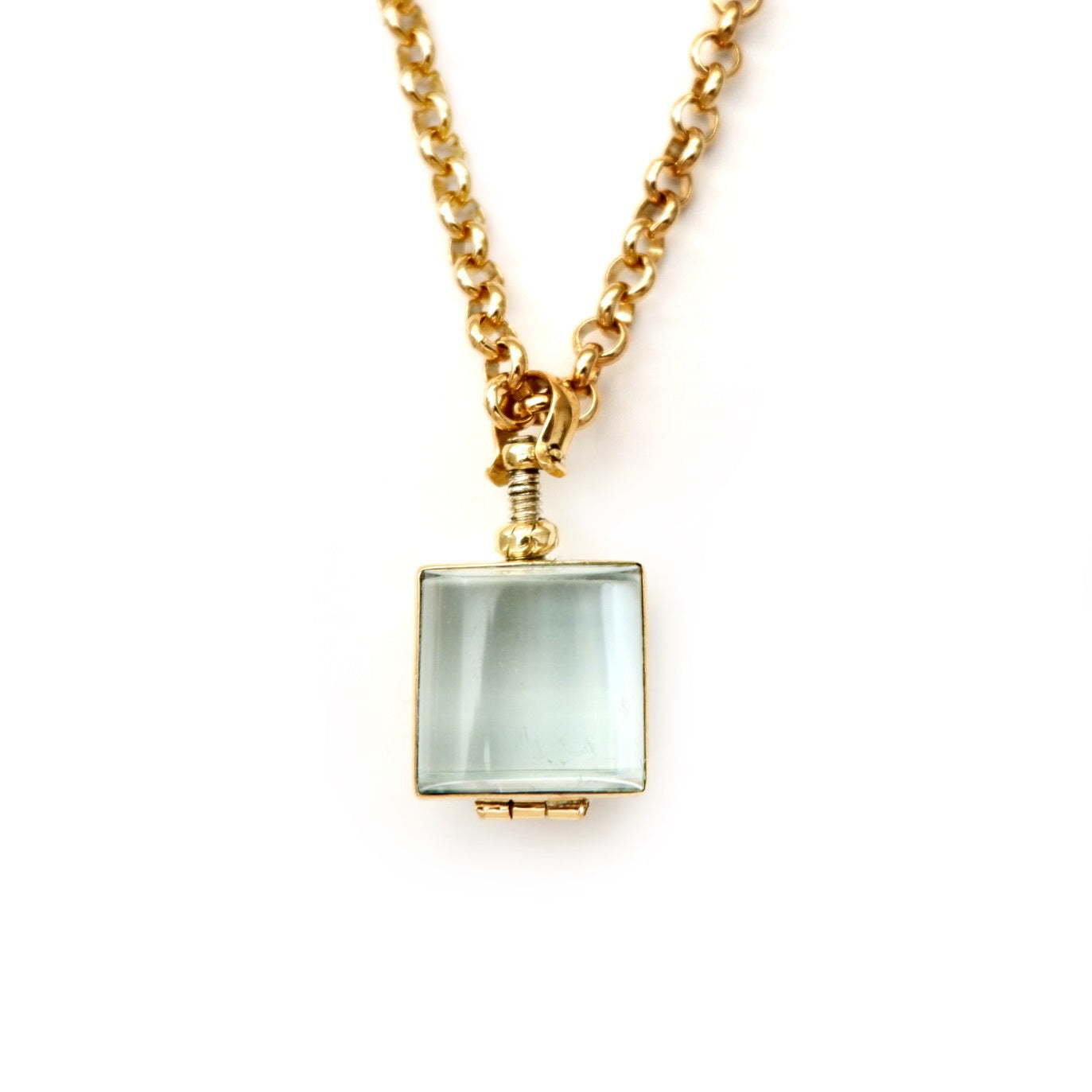 mini square locket pendant necklace