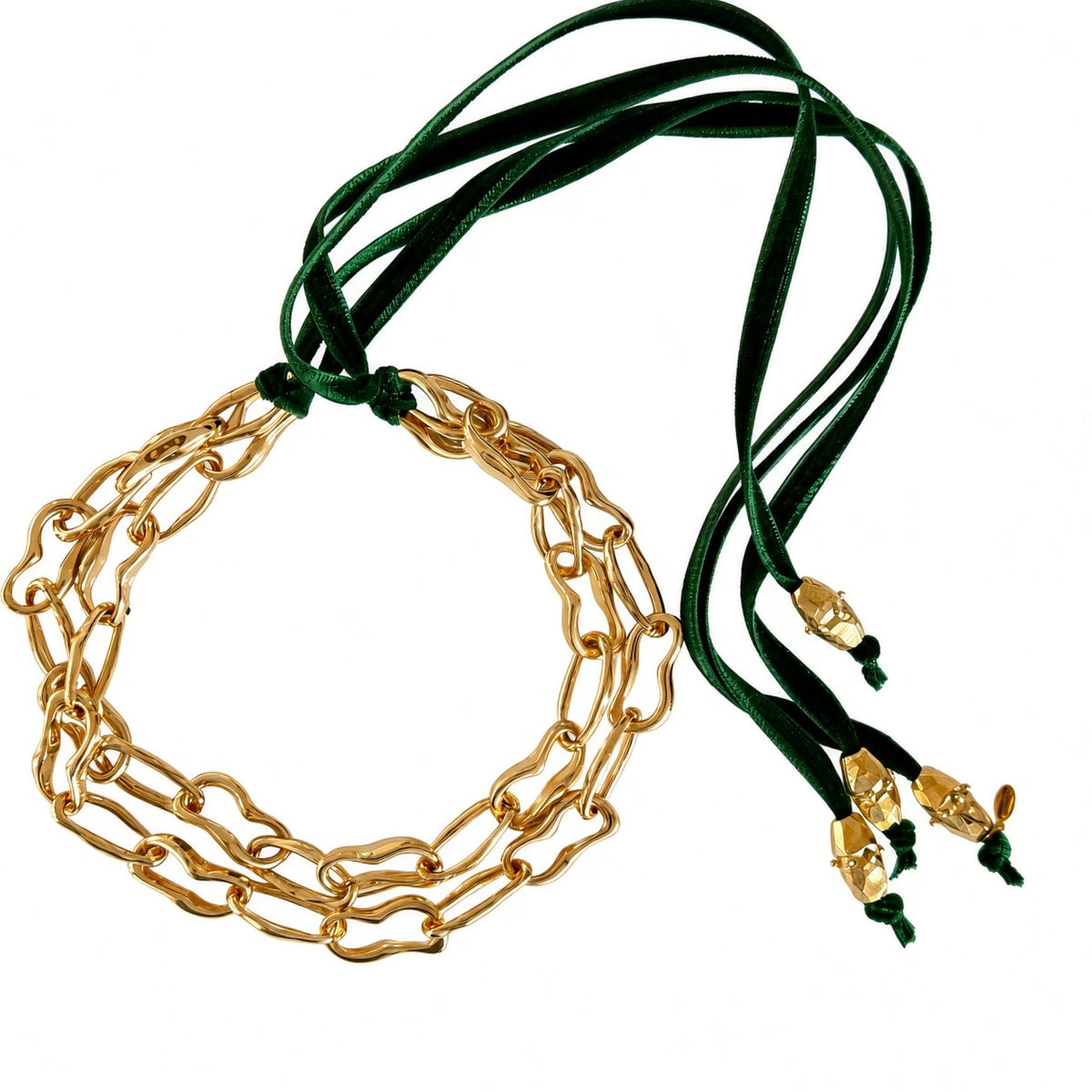 Art chain x emerald velvet necklace