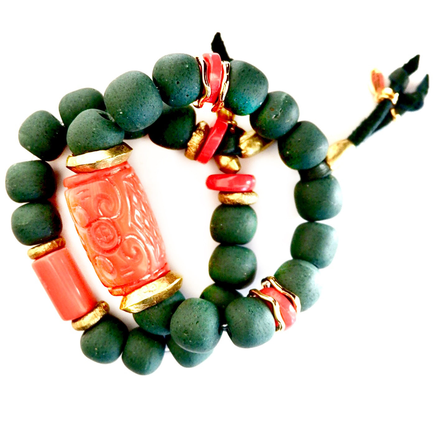 positano coral x vintage glass bracelet