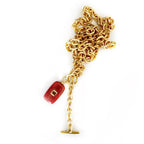 oblong carnelian and vintage chain necklace
