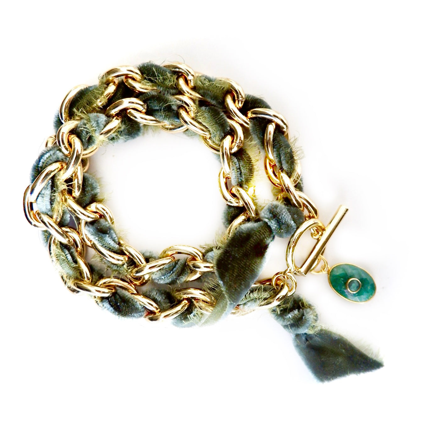 link chain and velvet ribbon necklace