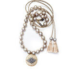 my grey pearl evil eye necklace