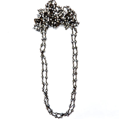 my long dainty silver pyrite necklace