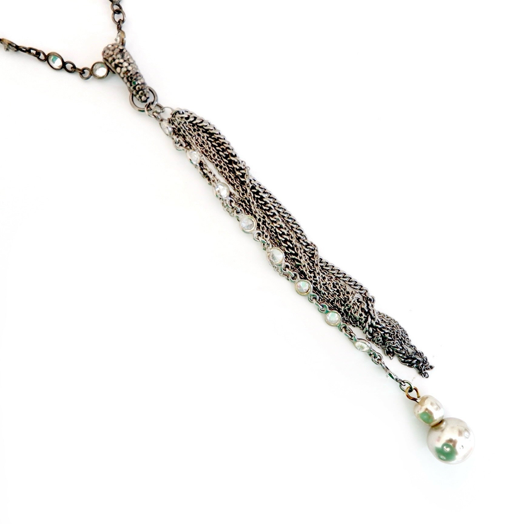 my vintage crystal chain and pearl necklace