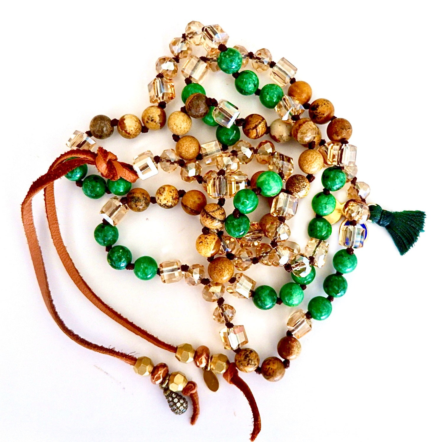 gemstone crystals sandalwood necklace