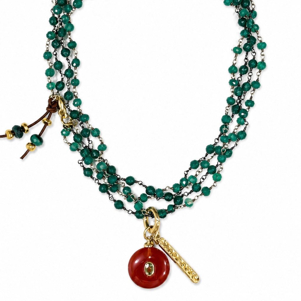 green onyx x carnelian gems necklace