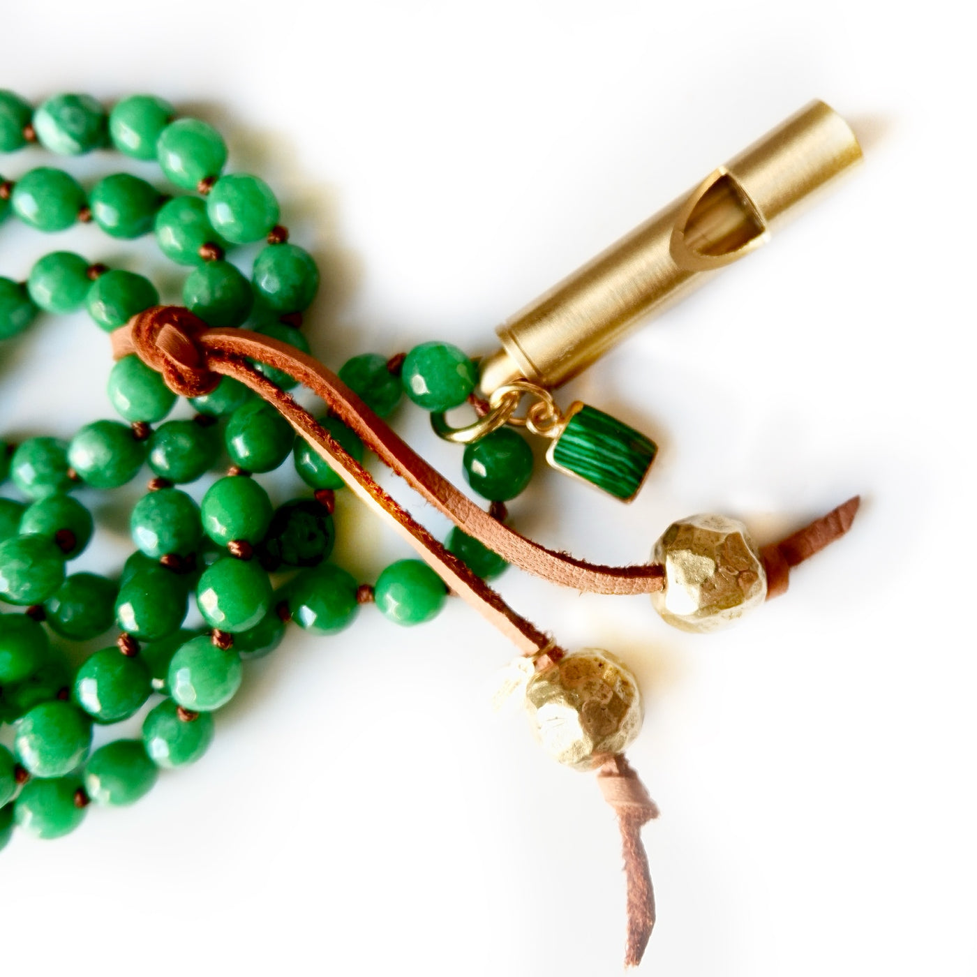 whistle green gemstone necklace