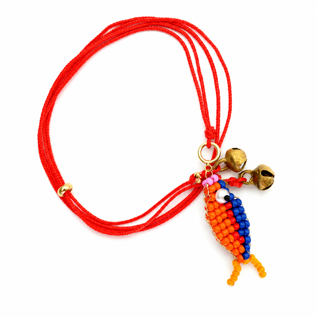 beaded fishy on a string necklace