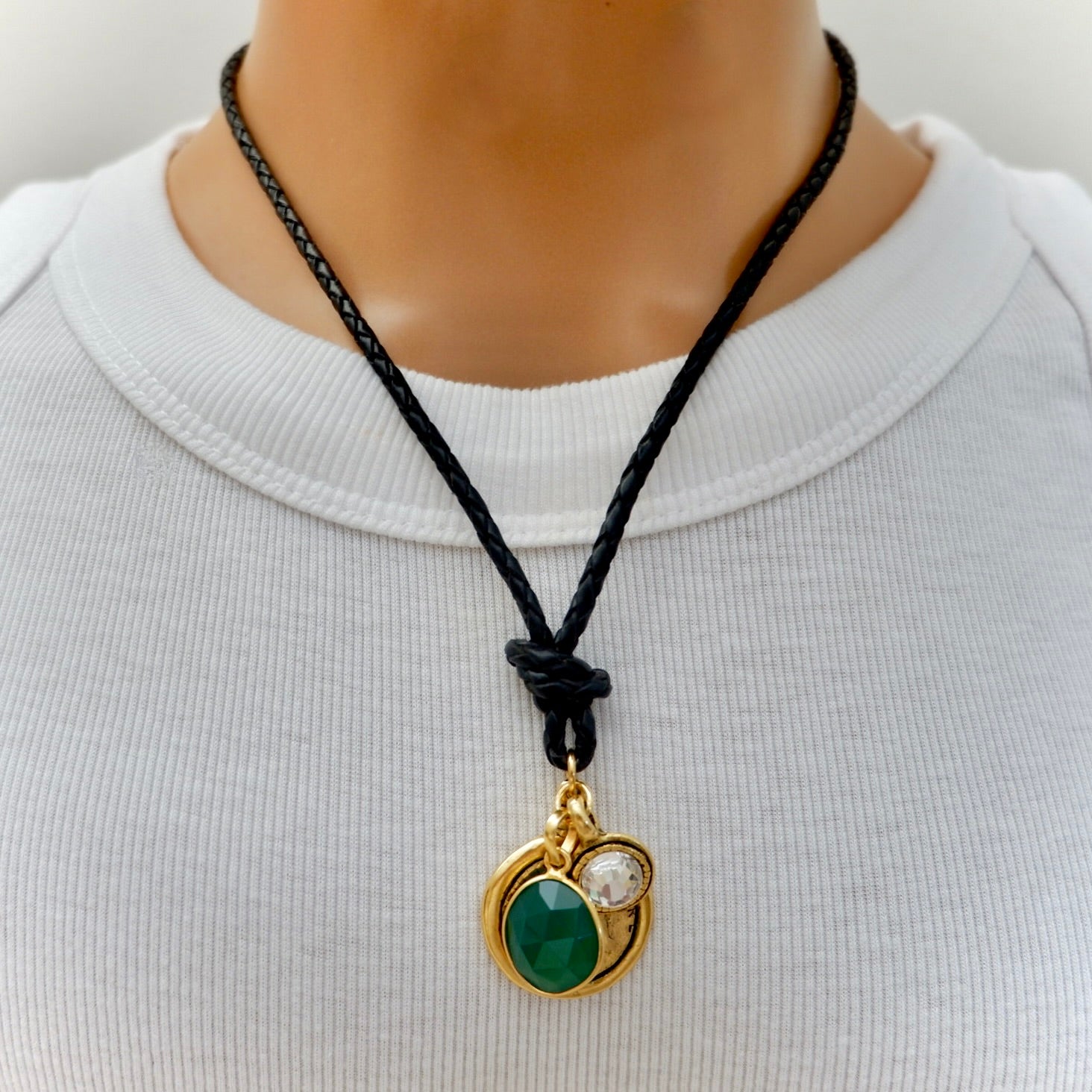 my leather three times a charm necklace
