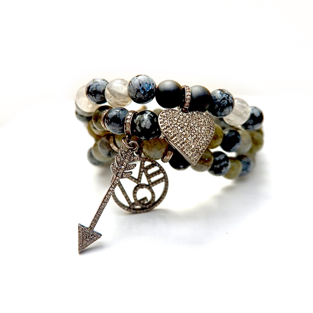 brilliant pave diamond love set bracelets