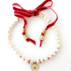 eye x pearl ribbon choker necklace