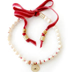 eye x pearl ribbon choker necklace