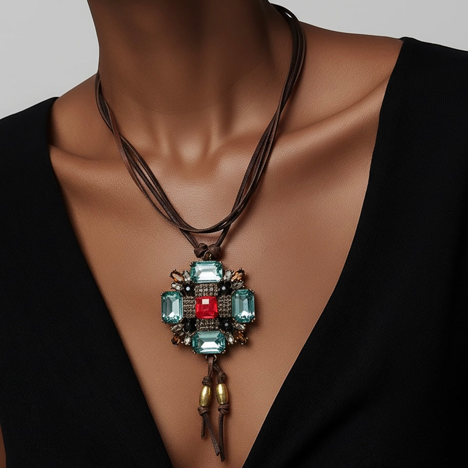 vintage x modern leather necklace