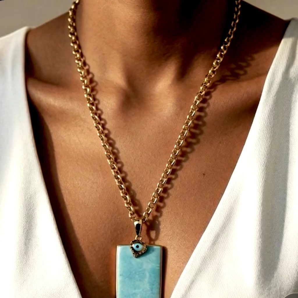 turquoise and vintage heart necklace