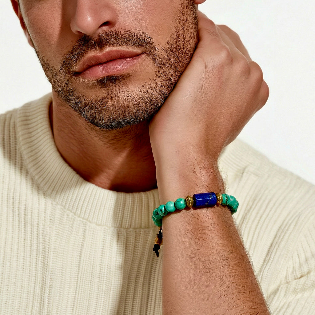 brazilian acai x lapis lazuli mens bracelet