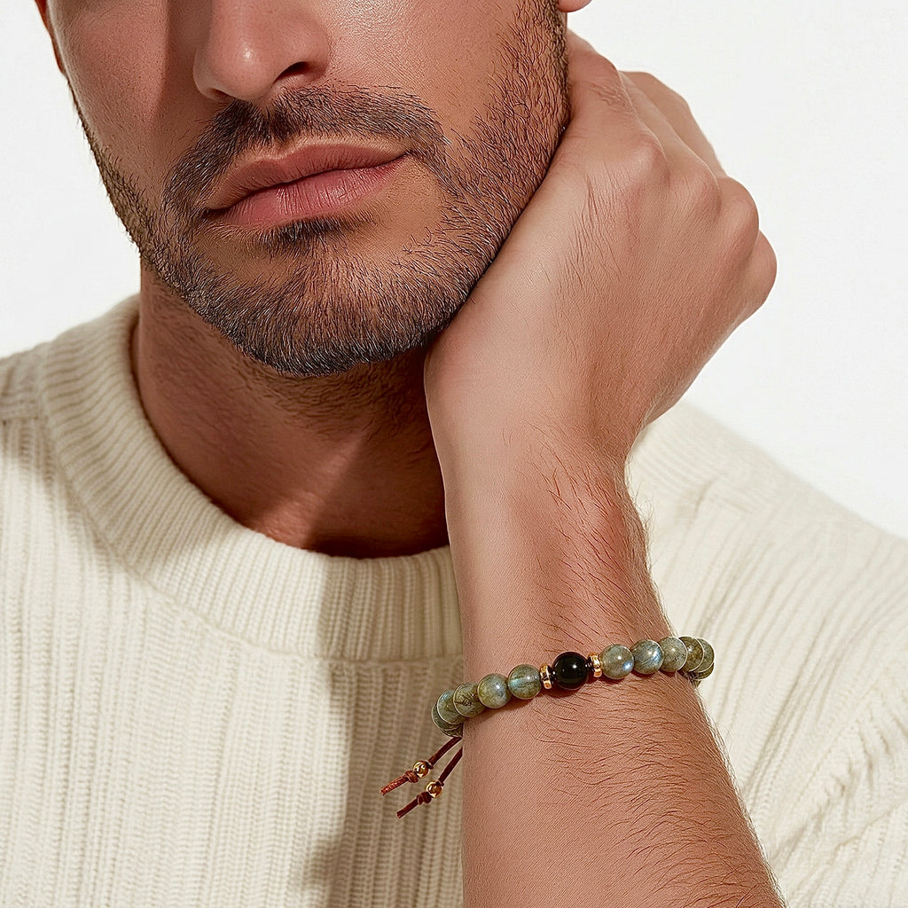labradorite tigers eye mens bracelet