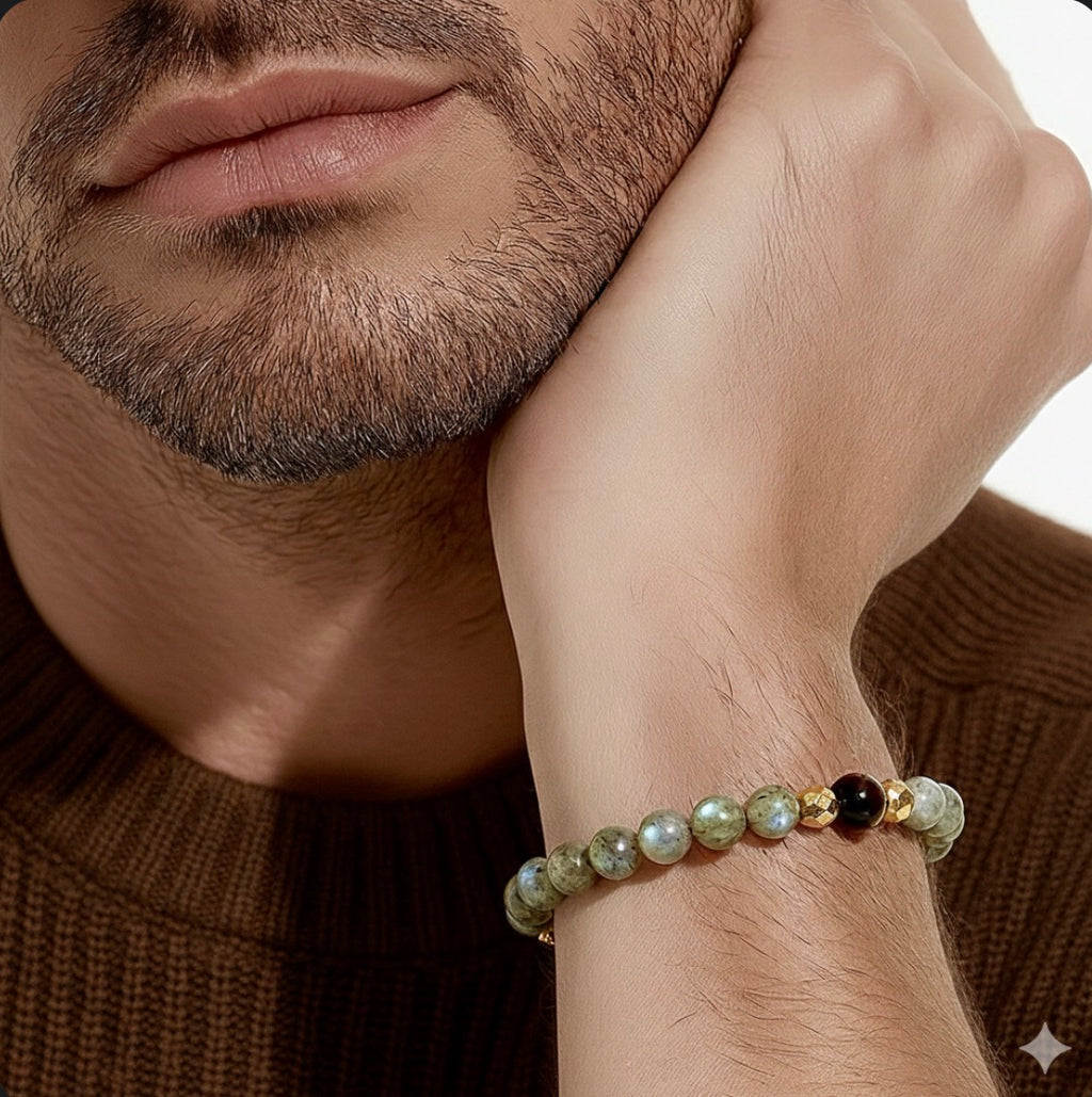 labradorite tigers eye mens bracelet