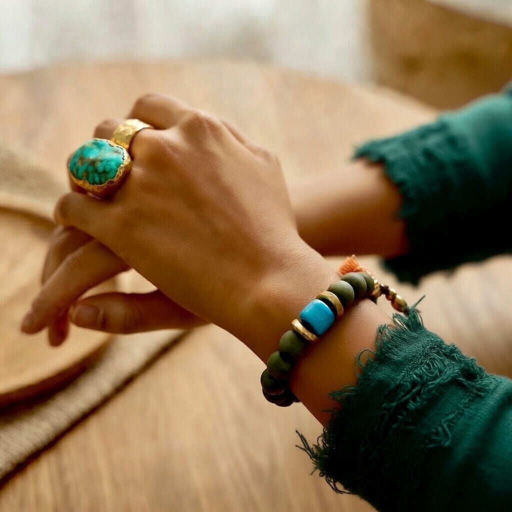 luxe green and turquoise bracelet