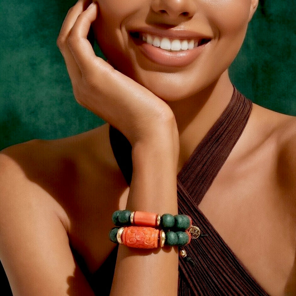 positano coral x vintage glass bracelet