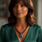 turquoise link x toggle leather necklace