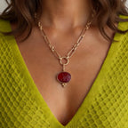 garnet lion intaglio necklace