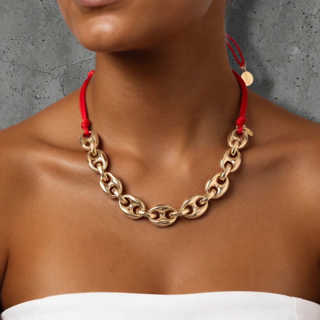 puffy gg link chain necklace