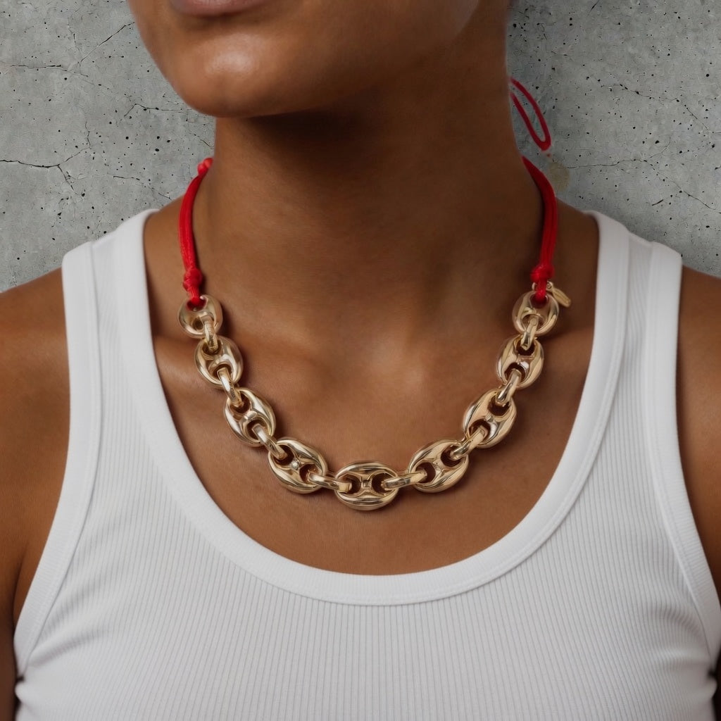 puffy gg link chain necklace